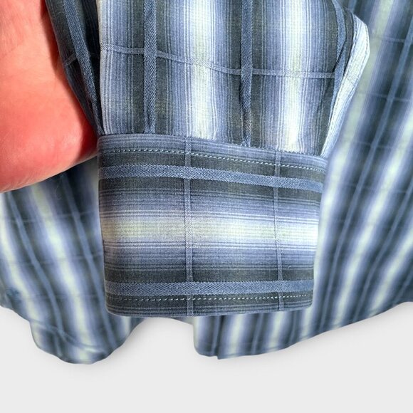 TOMMY BAHAMA Long Sleeve Button Up Mens LARGE Blue Plaid Silk Cotton Blend - Picture 5 of 8